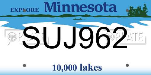 SUJ962 Minnesota License Plate