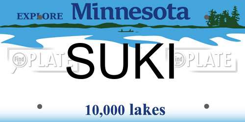 SUKI Minnesota License Plate