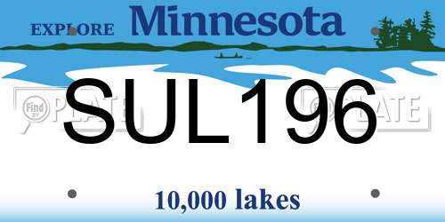 SUL196 Minnesota License Plate