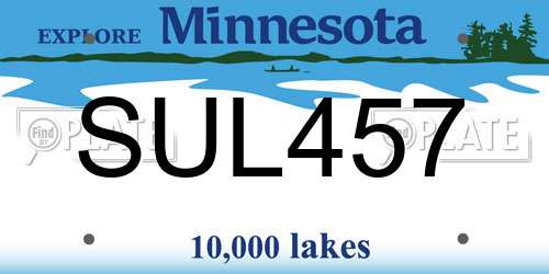 SUL457 Minnesota License Plate