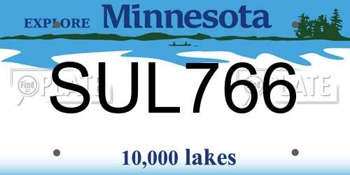 SUL766 Minnesota License Plate