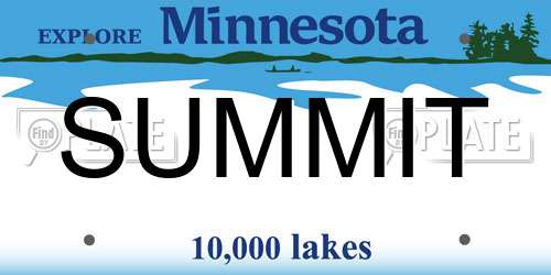 SUMMIT Minnesota License Plate