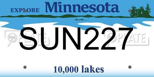 SUN227 Minnesota License Plate