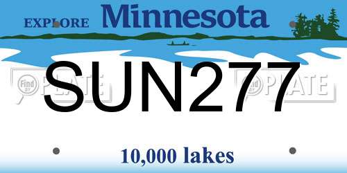SUN277 Minnesota License Plate