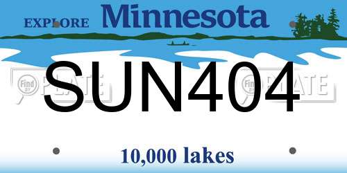 SUN404 Minnesota License Plate