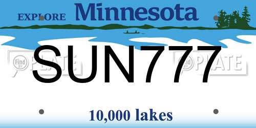 SUN777 Minnesota License Plate