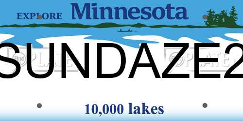 SUNDAZE2 Minnesota License Plate