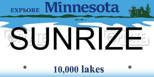SUNRIZE Minnesota License Plate