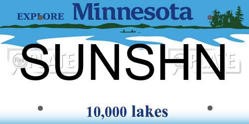 SUNSHN Minnesota License Plate
