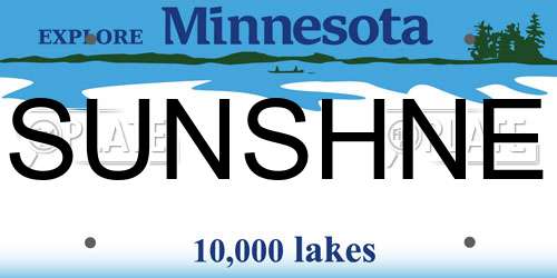 SUNSHNE Minnesota License Plate