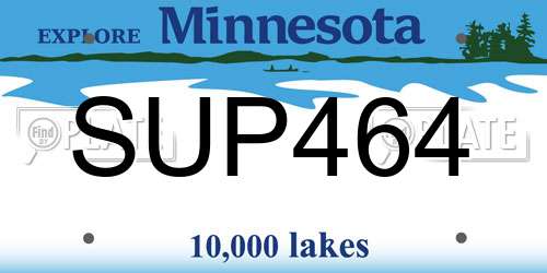 SUP464 Minnesota License Plate