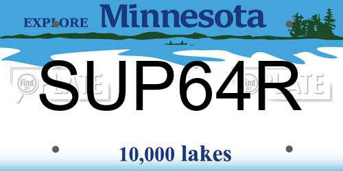 SUP64R Minnesota License Plate