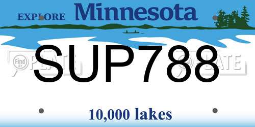 SUP788 Minnesota License Plate