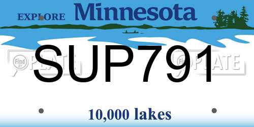 SUP791 Minnesota License Plate