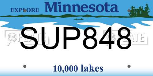 SUP848 Minnesota License Plate