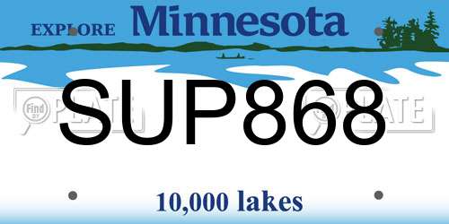 SUP868 Minnesota License Plate