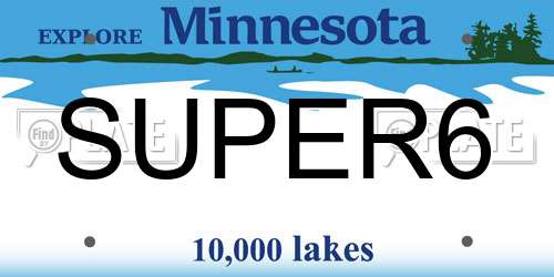 SUPER6 Minnesota License Plate