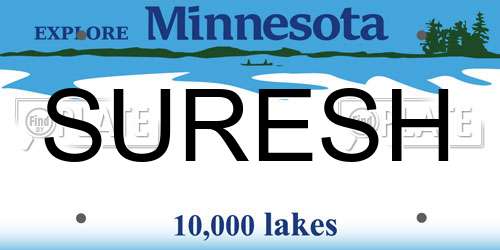 SURESH Minnesota License Plate