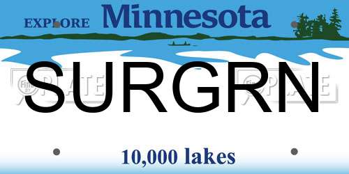SURGRN Minnesota License Plate