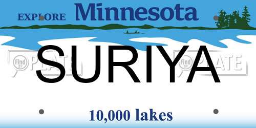 SURIYA Minnesota License Plate