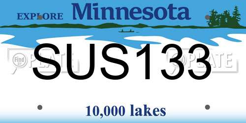 SUS133 Minnesota License Plate