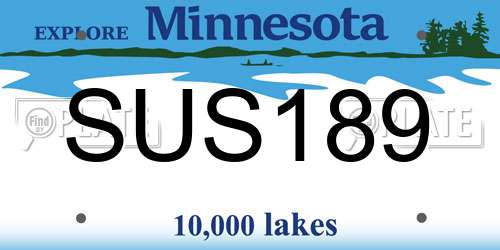SUS189 Minnesota License Plate