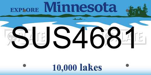 SUS4681 Minnesota License Plate