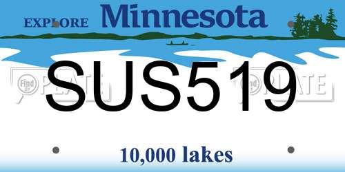 SUS519 Minnesota License Plate