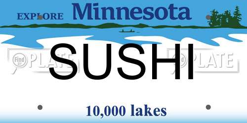 SUSHI Minnesota License Plate