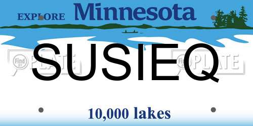 SUSIEQ Minnesota License Plate