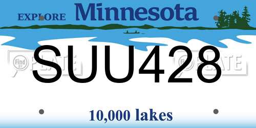 SUU428 Minnesota License Plate