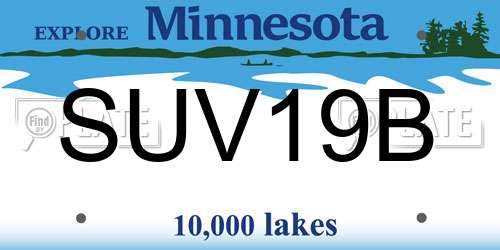 SUV19B Minnesota License Plate