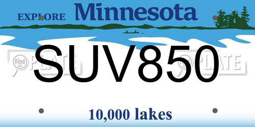 SUV850 Minnesota License Plate