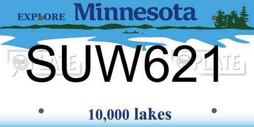 SUW621 Minnesota License Plate