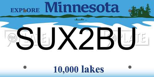 SUX2BU Minnesota License Plate