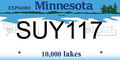 SUY117 Minnesota License Plate