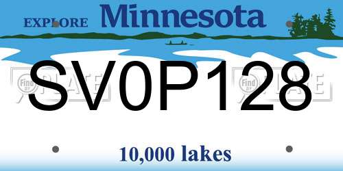 SV0P128 Minnesota License Plate