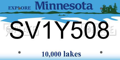 SV1Y508 Minnesota License Plate