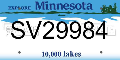 SV29984 Minnesota License Plate