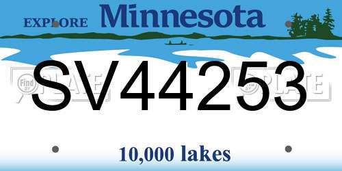 SV44253 Minnesota License Plate