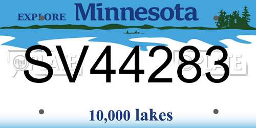 SV44283 Minnesota License Plate