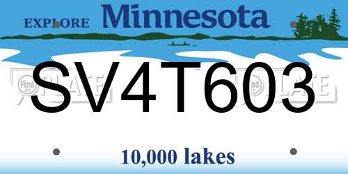 SV4T603 Minnesota License Plate