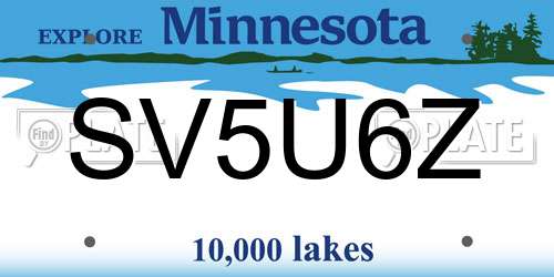 SV5U6Z Minnesota License Plate