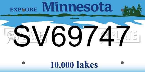 SV69747 Minnesota License Plate