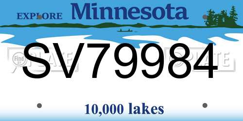 SV79984 Minnesota License Plate