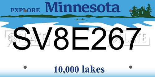 SV8E267 Minnesota License Plate