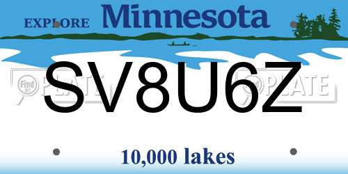 SV8U6Z Minnesota License Plate
