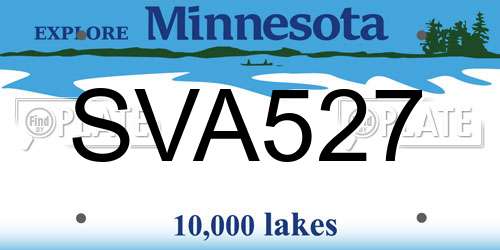 SVA527 Minnesota License Plate