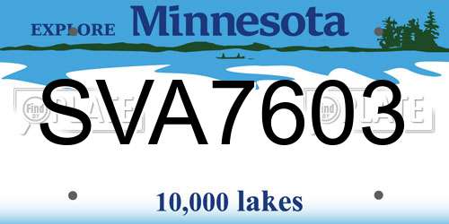 SVA7603 Minnesota License Plate