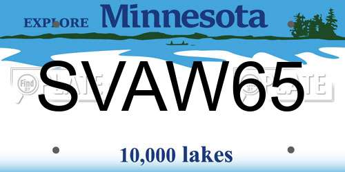 SVAW65 Minnesota License Plate